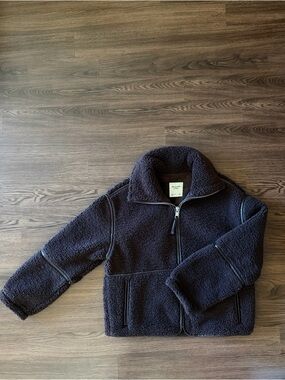 Dark Brown Sherpa Zip Jacket